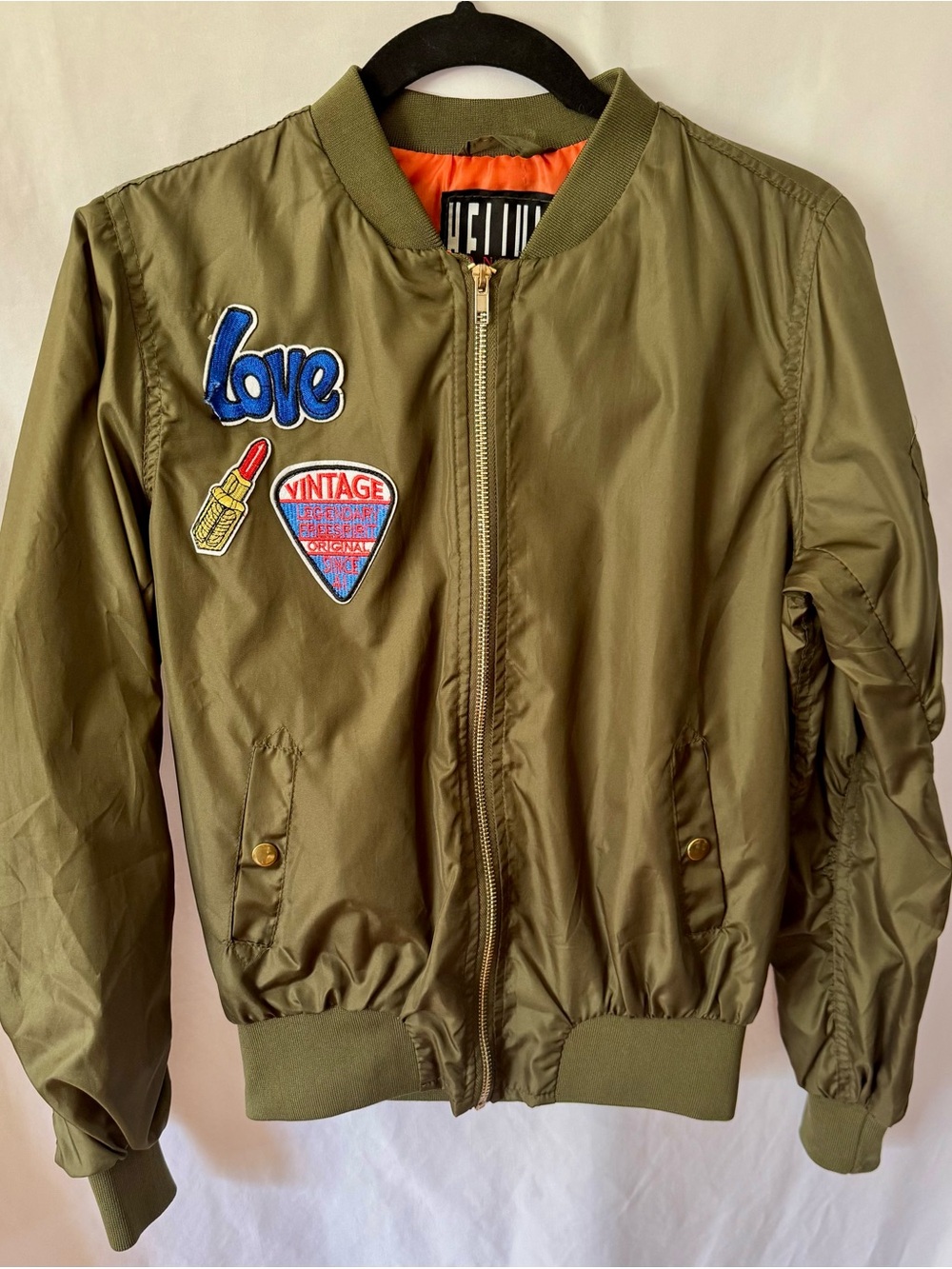 Helium London Jacket Junior Size M Green Full Zip Lightweight Lined Bomber